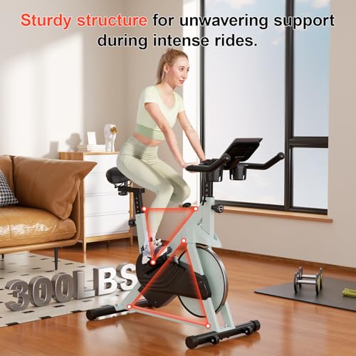 Exercise Bike, 32-Level Magnetic Resistance Stationary Bikes for Home, Low Noise Indoor Cycling Bike with 300lbs Weight Capacity, Workout Bike with Pad Mount, LCD Monitor and Cup Holder for Home Gym