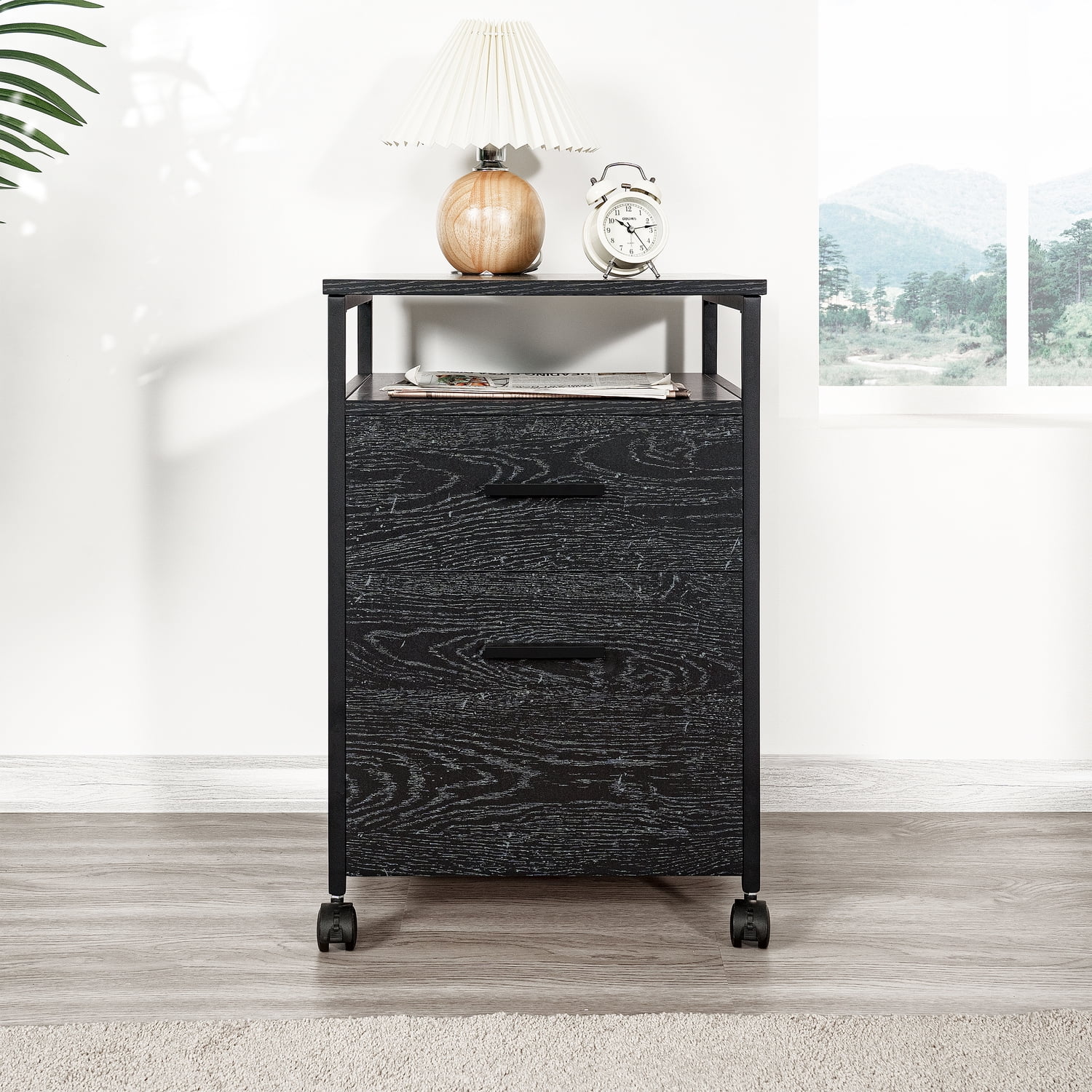 Naomi Home NOD Rolling Filing Cabinet-Color:Distressed Black