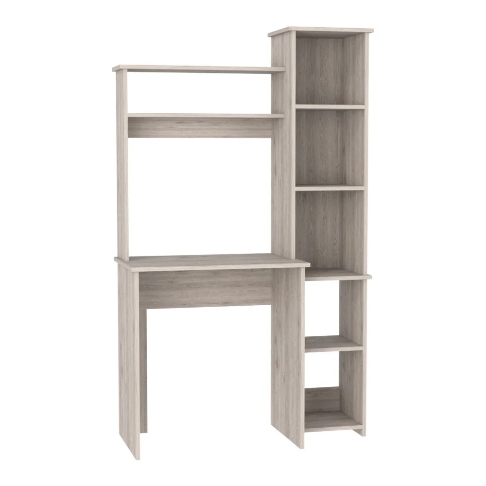 We Have Furniture Desk Logan, Five Cubbies, Light Gray Finish