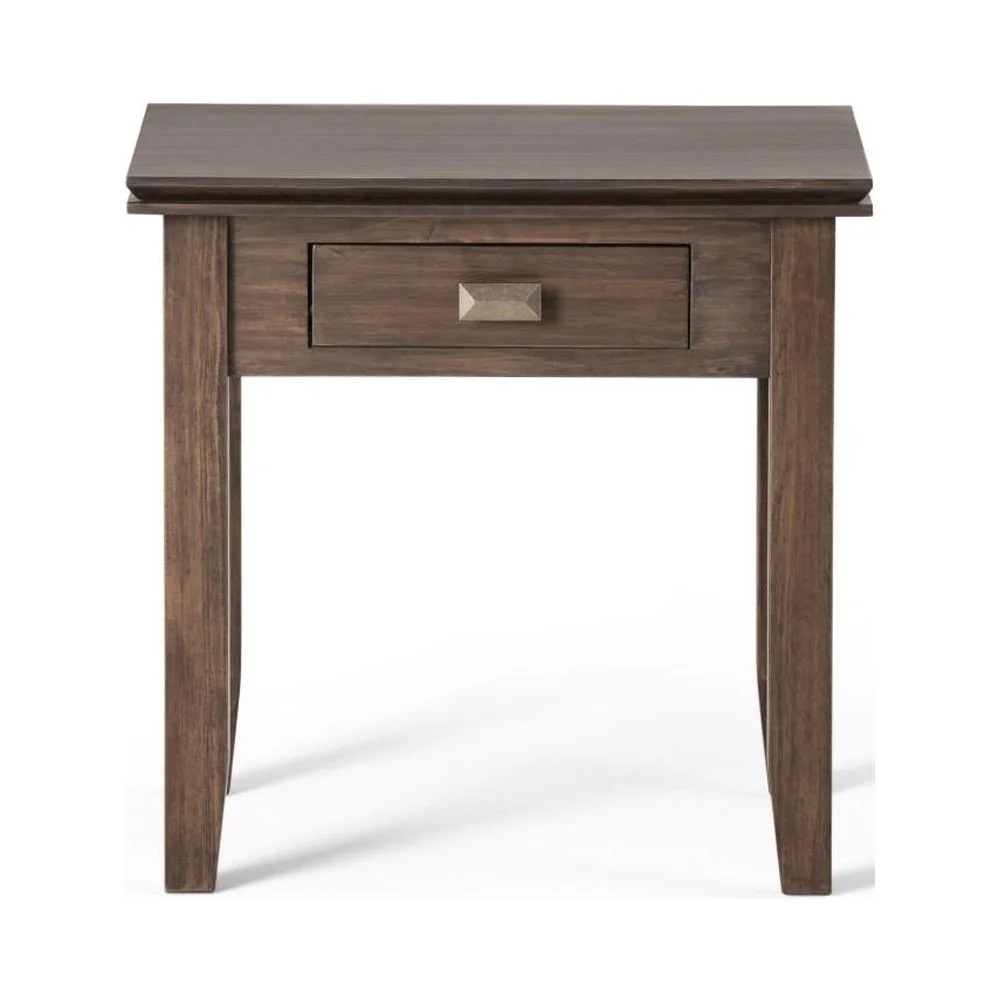 Simpli Home Artisan Solid Wood 21 in. Wide Square Transitional End Side Table in Russet Brown
