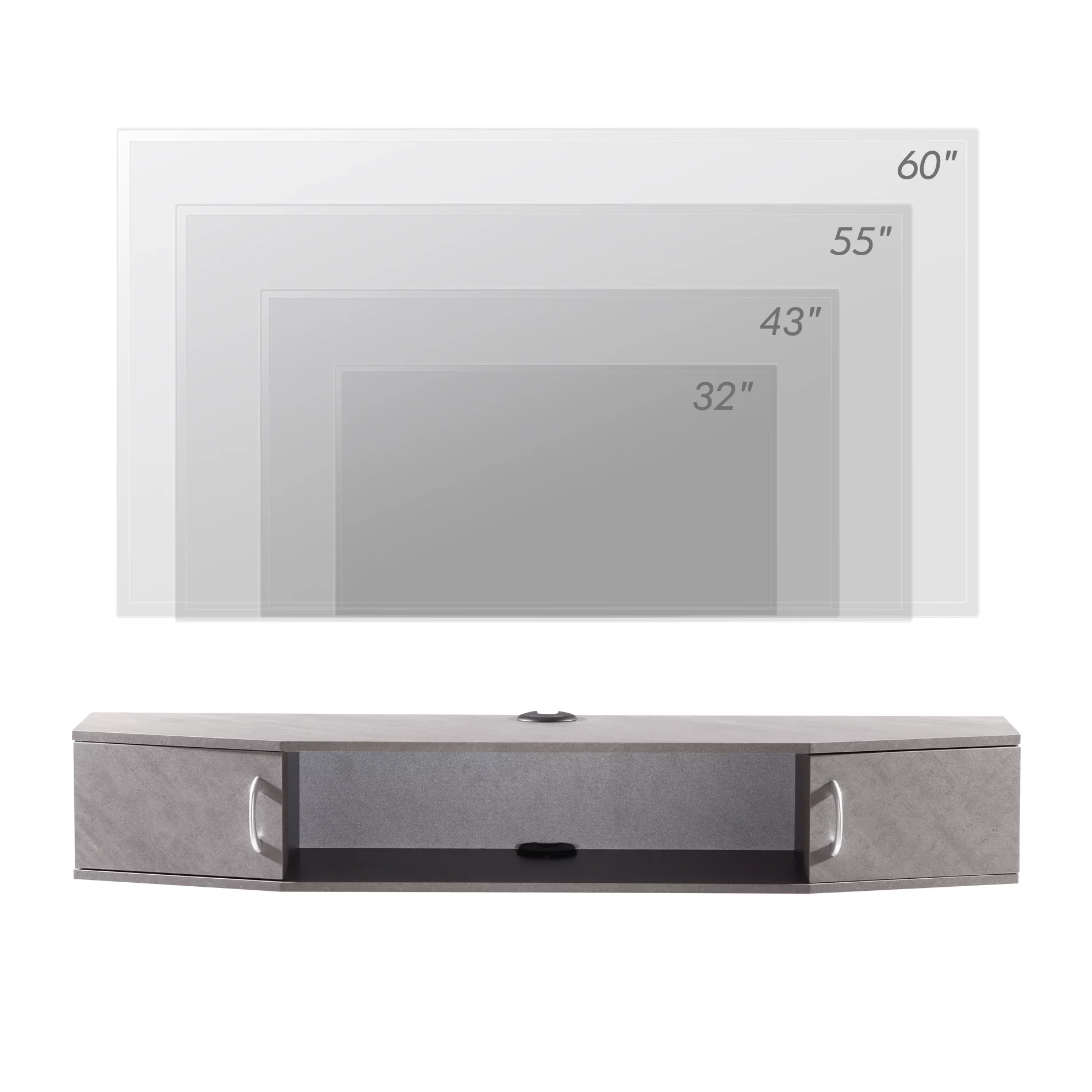 Floating TV Stand Gray Wall Media Console Shelf