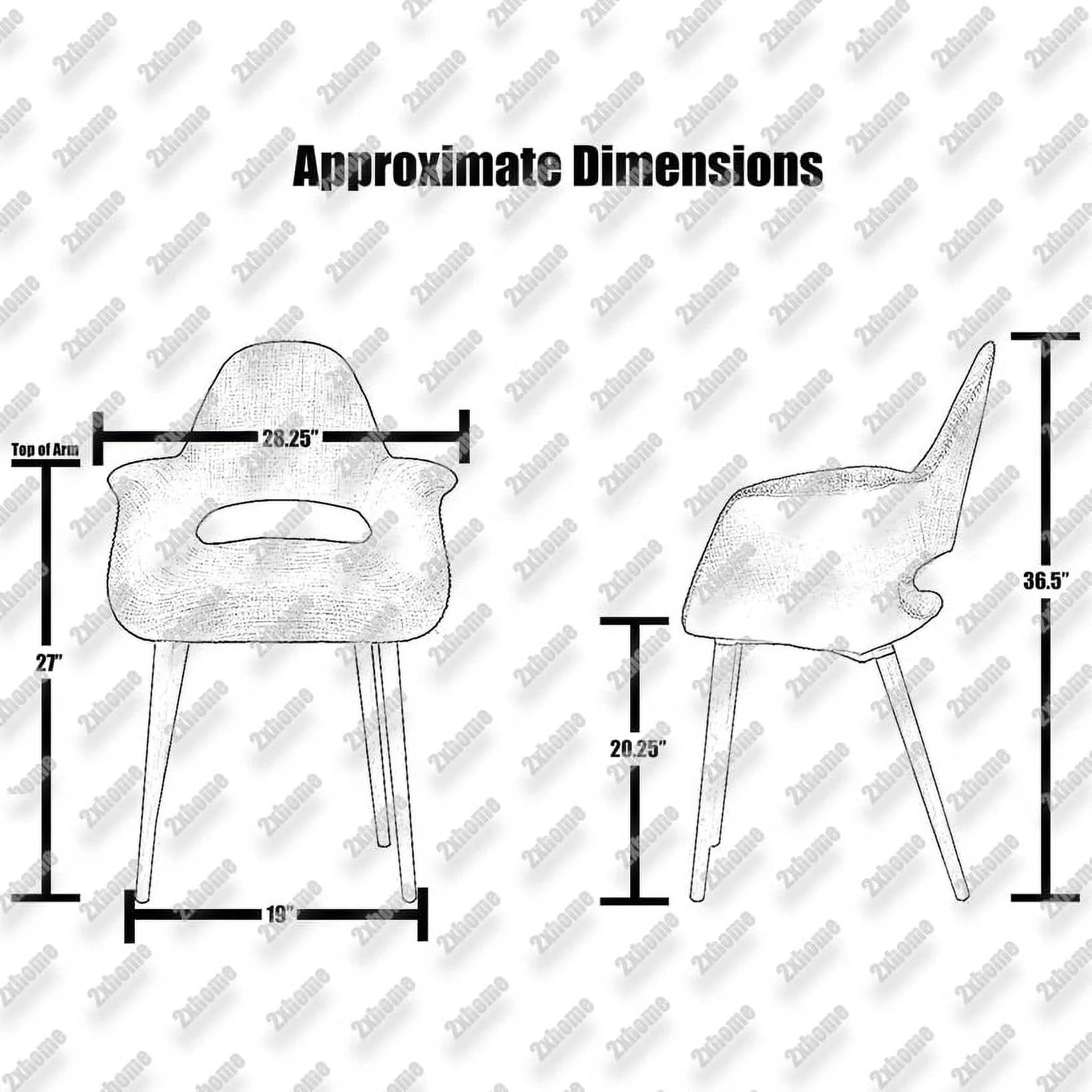 Homelala - Organic Upholstered Fabric Modern Armchair with Dark Walnut Brown Wooden Legs for Dining Room Office or Accent Chair (Black)