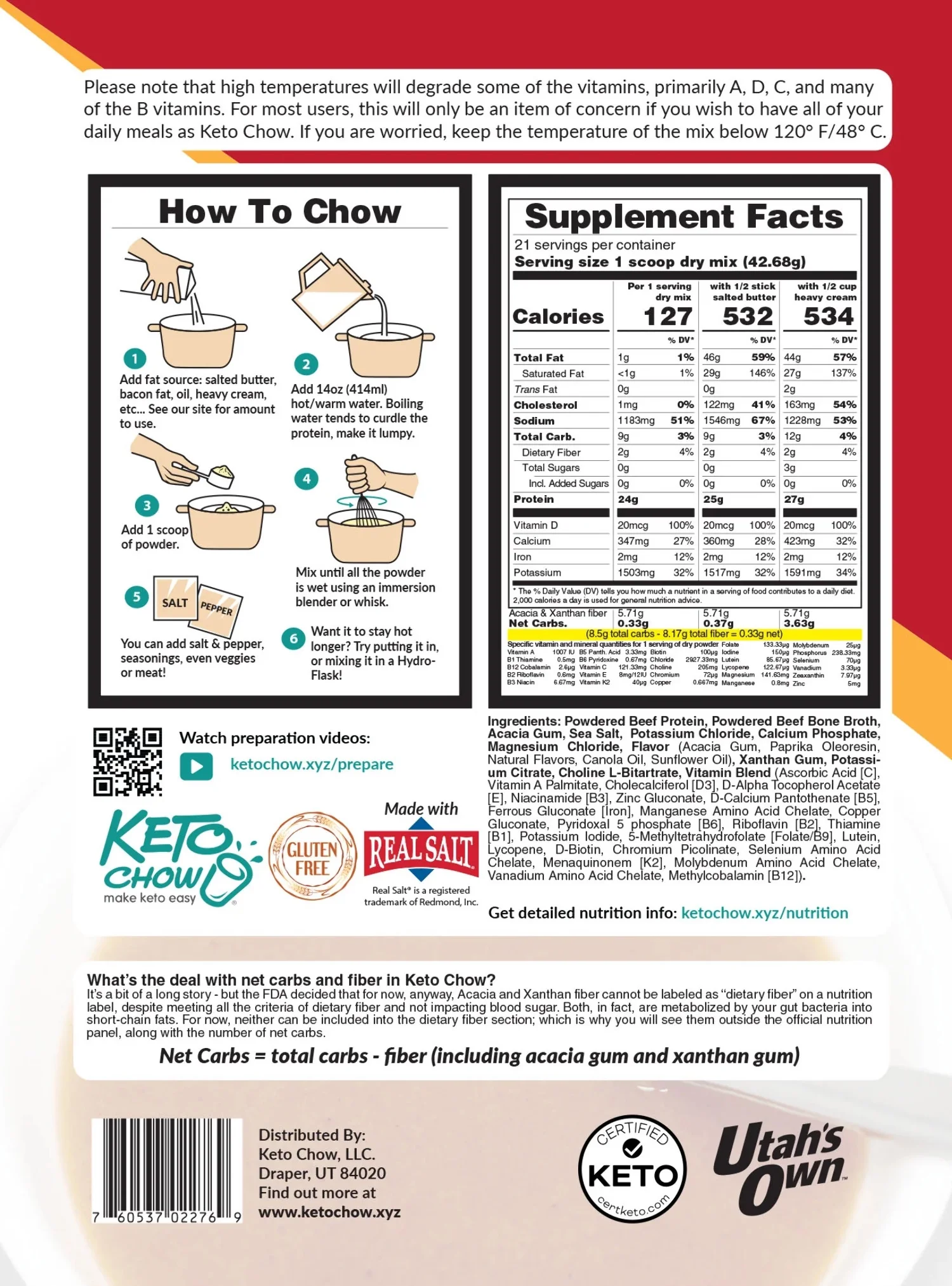 Spicy Taco Soup Keto Chow Go Pack 21 singles