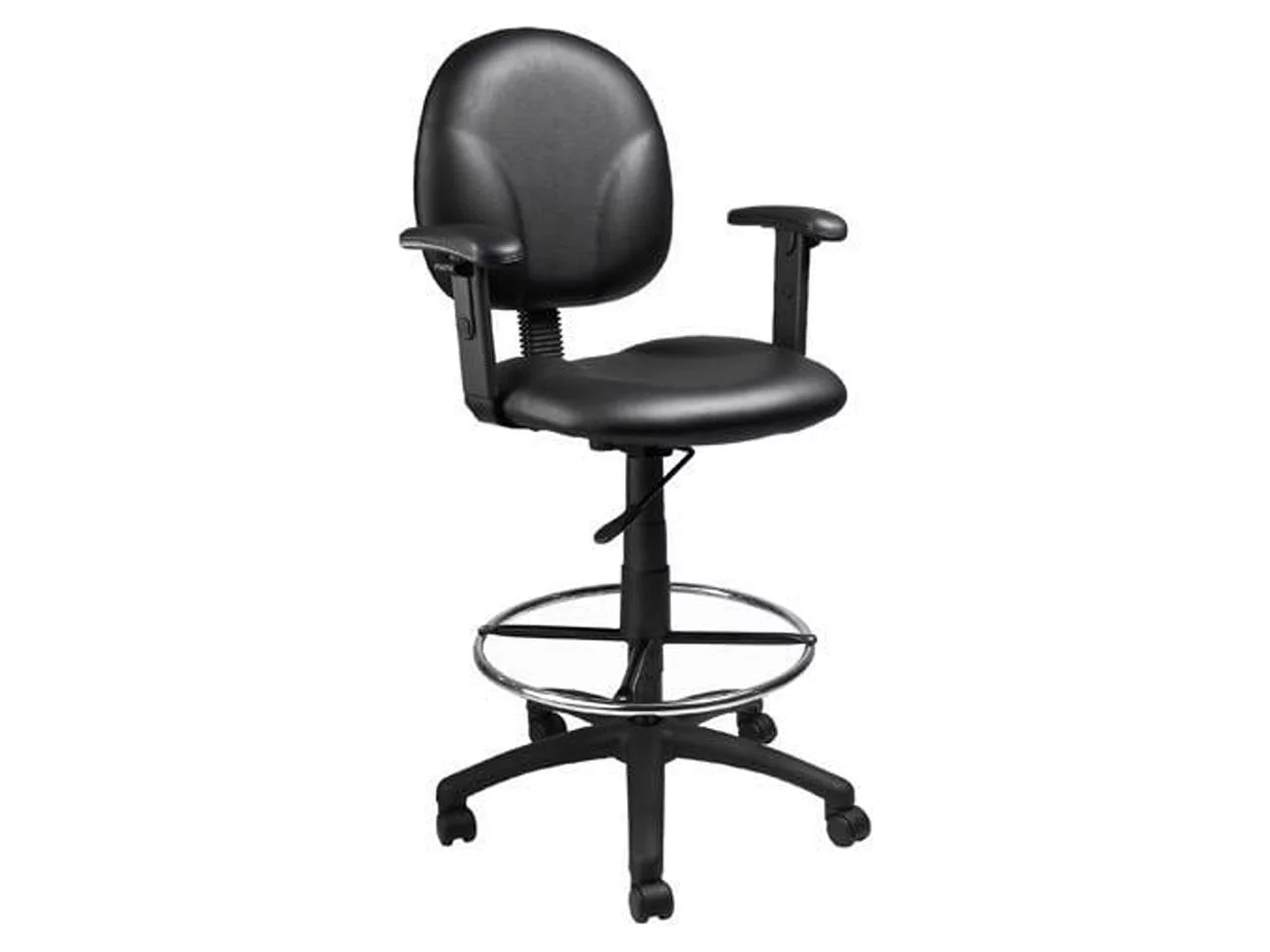 Boss Office & Home Transitional Drafting Stool with Adjustable Arms, Black