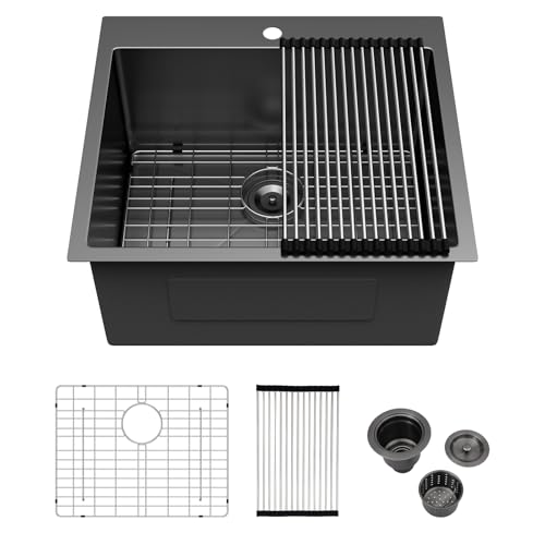 25 Inch Utility Laundry Sink Drop In 16 Gauge Stainless Steel Single Bowl Laundry Room Sink Laundry & Utility Room Kitchen Sinks 25