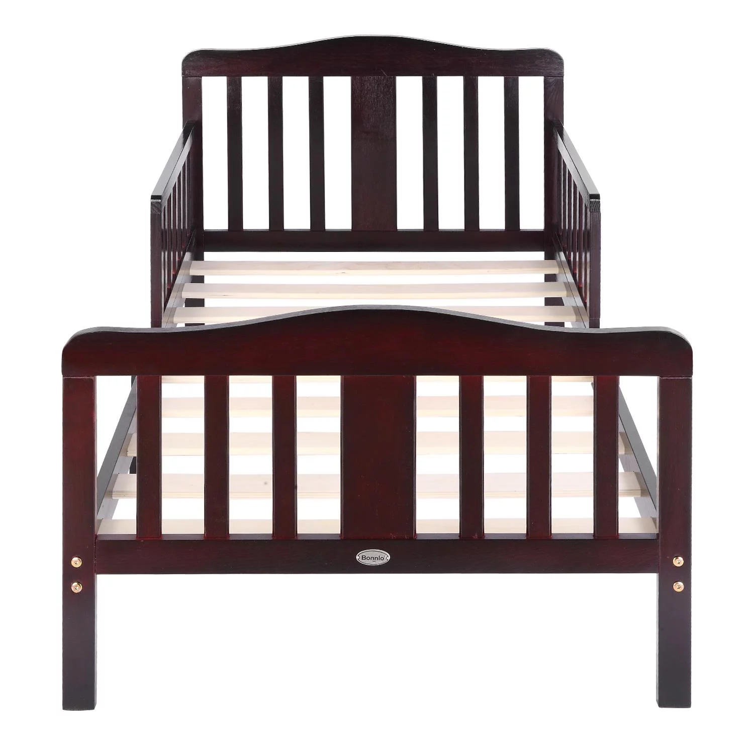 UBesGoo Toddler Bed, Wood Kids Bedframe Children Classic Sleeping Bedroom Furniture w/Safety Rail Fence (Cherry)