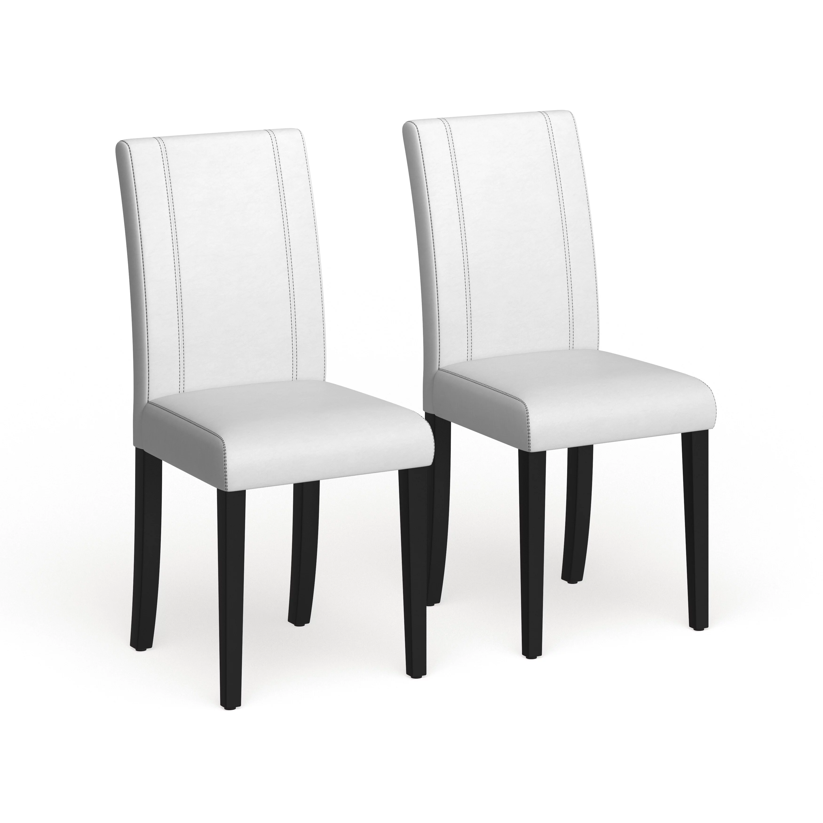 Roundhill Furniture  Urban-Style Solid Wood Leatherette Small Padded Parson Chairs (Set of 2) White