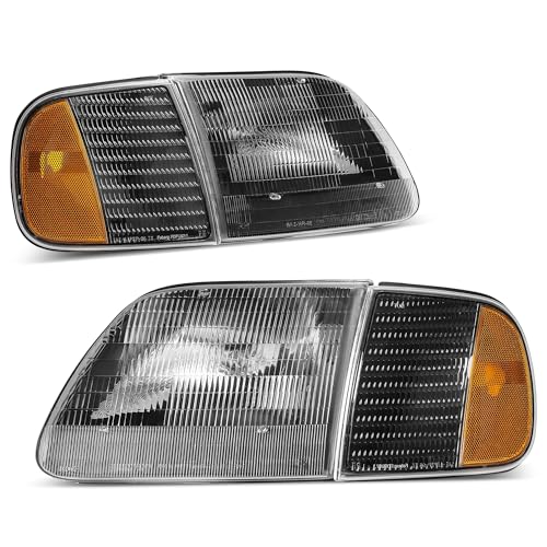 AUTOSAVER88 Switchback LED Tube Headlights Assembly Compatible with 2009 2010 2011 2012 2013 2014 Ford F150 F-150 DRL Headlight Headlamp Replacement Pair Black Housing Clear Reflector