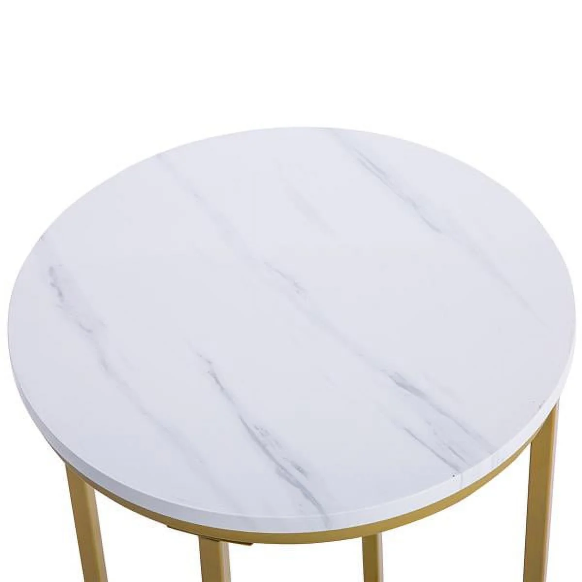 Wulawindy End Table Snack Side Table Single-Layer Round Marble Coffee Table White 15.6