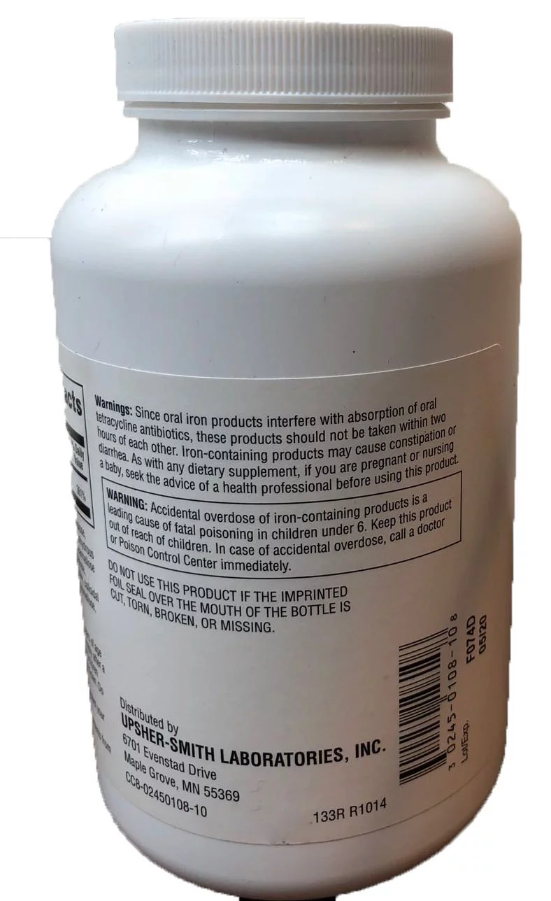 Upsher-Smith Ferrous Sulfate Enteric-Coated Dietary Supplement, 325 mg, 1000 Count