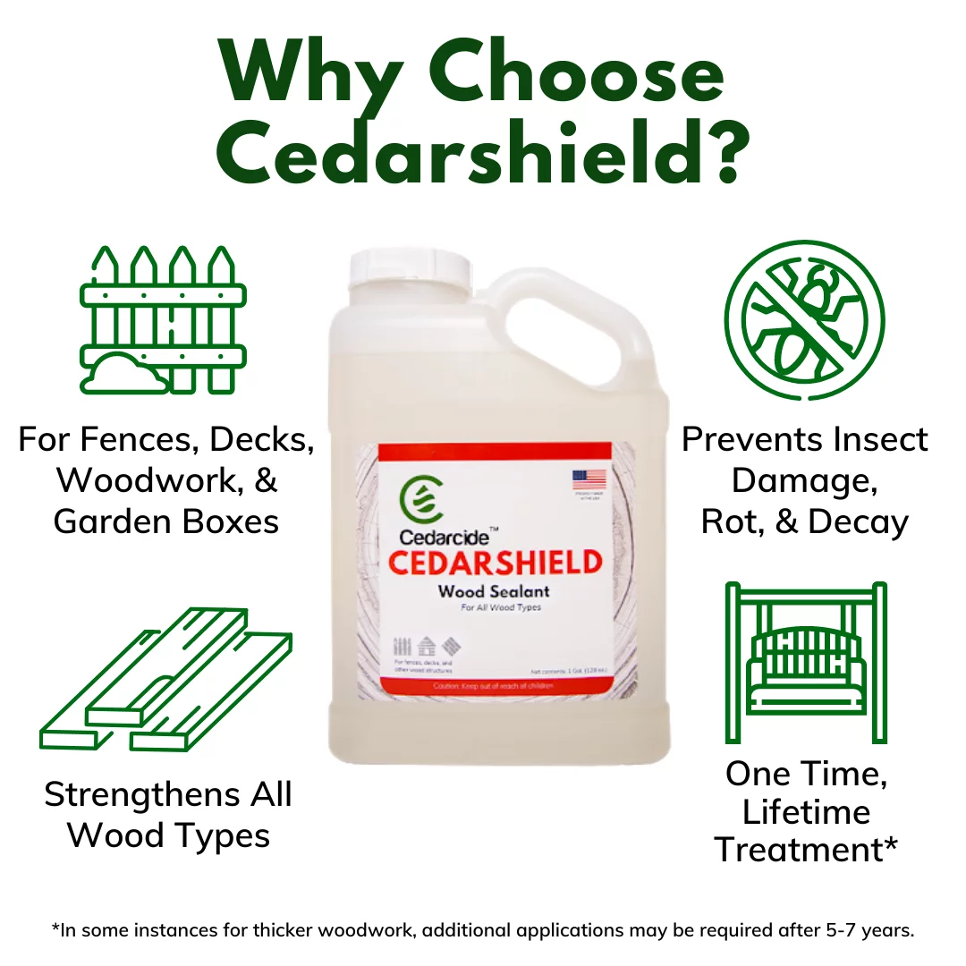 Cedarcide Cedarshield (5 Gallon Pail) | Non-Toxic Wood Treatment and Stabilizer |&nbsp; Protects Wood from Moisture and Decay