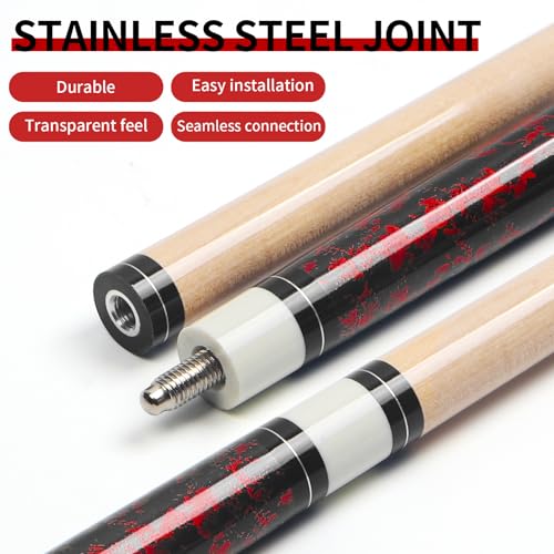 Kmise Cues Stick Set - Canadian Maple Professional Pool Cue, New Upgraded Irish Linen Wire Grip, 18~21oz, 4 Colors Optional, Cue Stick Comes with Chalk and Gloves, Suitable for Bar Sports