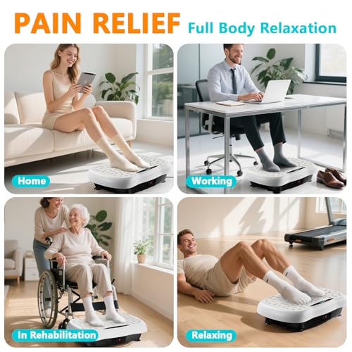 Vibration Plate Exercise Machine, Vibrating Equipment for Weight Loss and Lymphatic Drainage Massager, 3D Waver Exerciser for Fitness, Full Body Workout Shake Board with 120 speeds