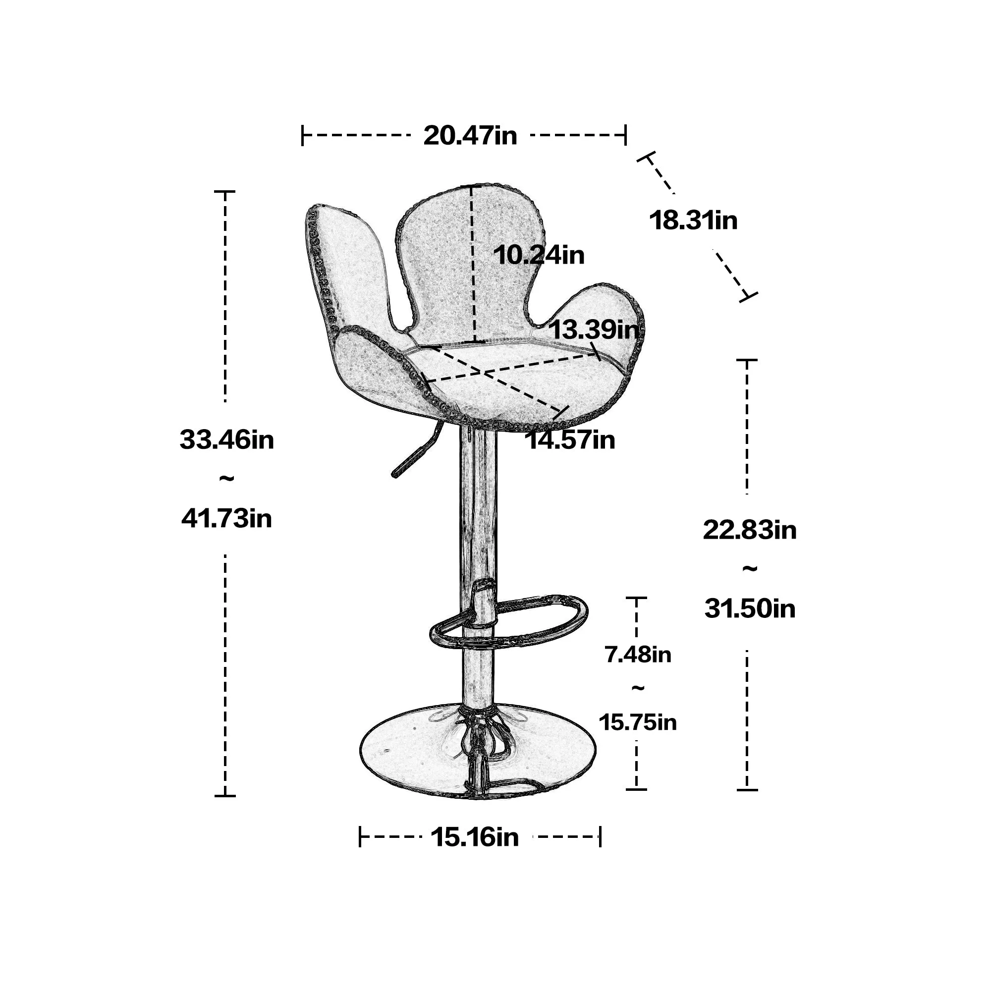 Clove Bar Stools with Back and Footrest  - Beige Set of 2