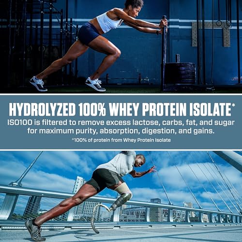 Dymatize ISO100 Whey Protein Powder Isolate, Cookies & Cream, 25g of Protein, 20 Servings, 5.5g BCAAs, Less Than 120 Cal., Gluten Free, 1g Fat, 1g Sugar, 2g Carb