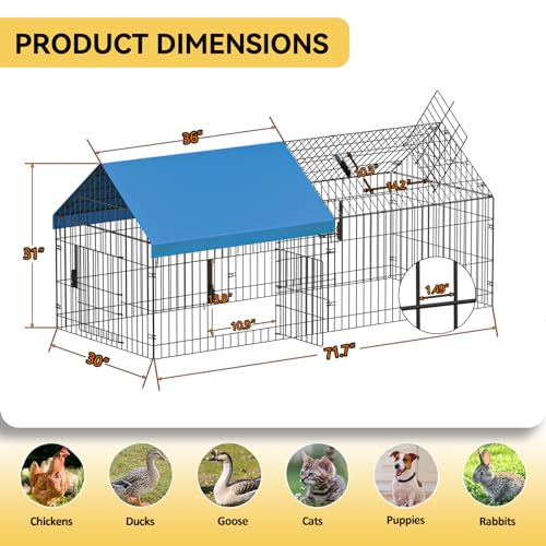 INJOPEXI Metal Chicken Coop 71.7