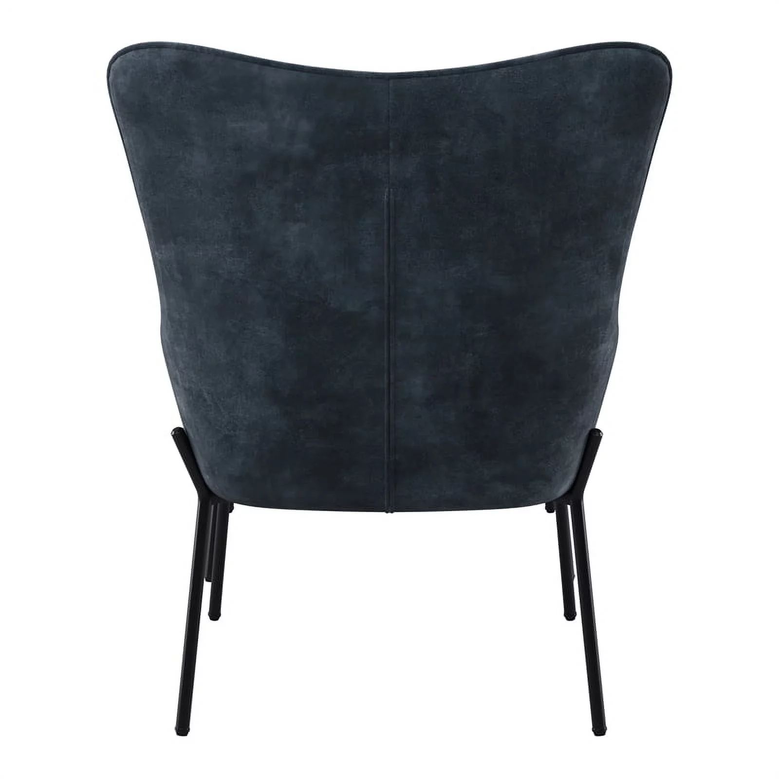 Charlotte Dark Teal Blue Velvet Fabric Wingback Accent Chair with Stool