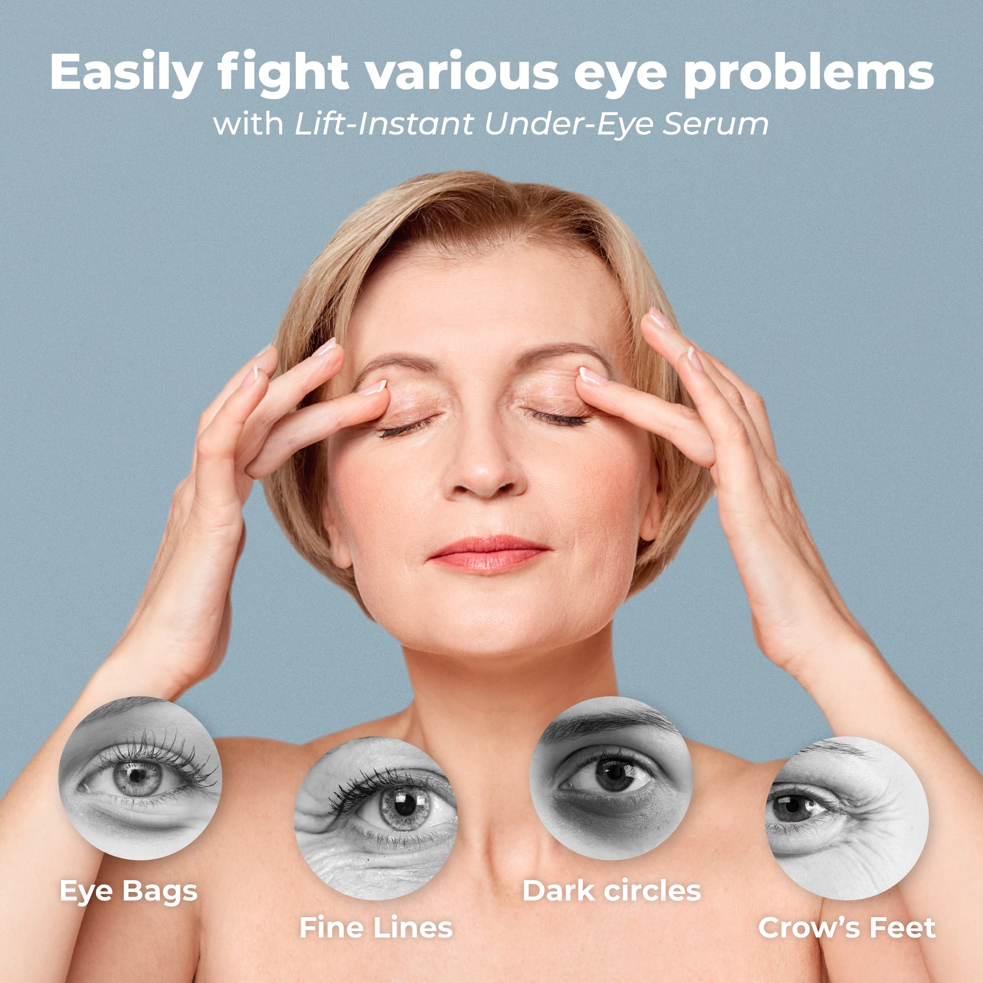 PURA Lift Instant Under Eye Serum - Advanced Dark Circle Reducer, Anti Aging Serum - Reduces Wrinkles, Under-Eye Puffy Bags, Fine Lines & Crow's Feet Instantly - Under Eye Instant Tightener, 3 Bottles