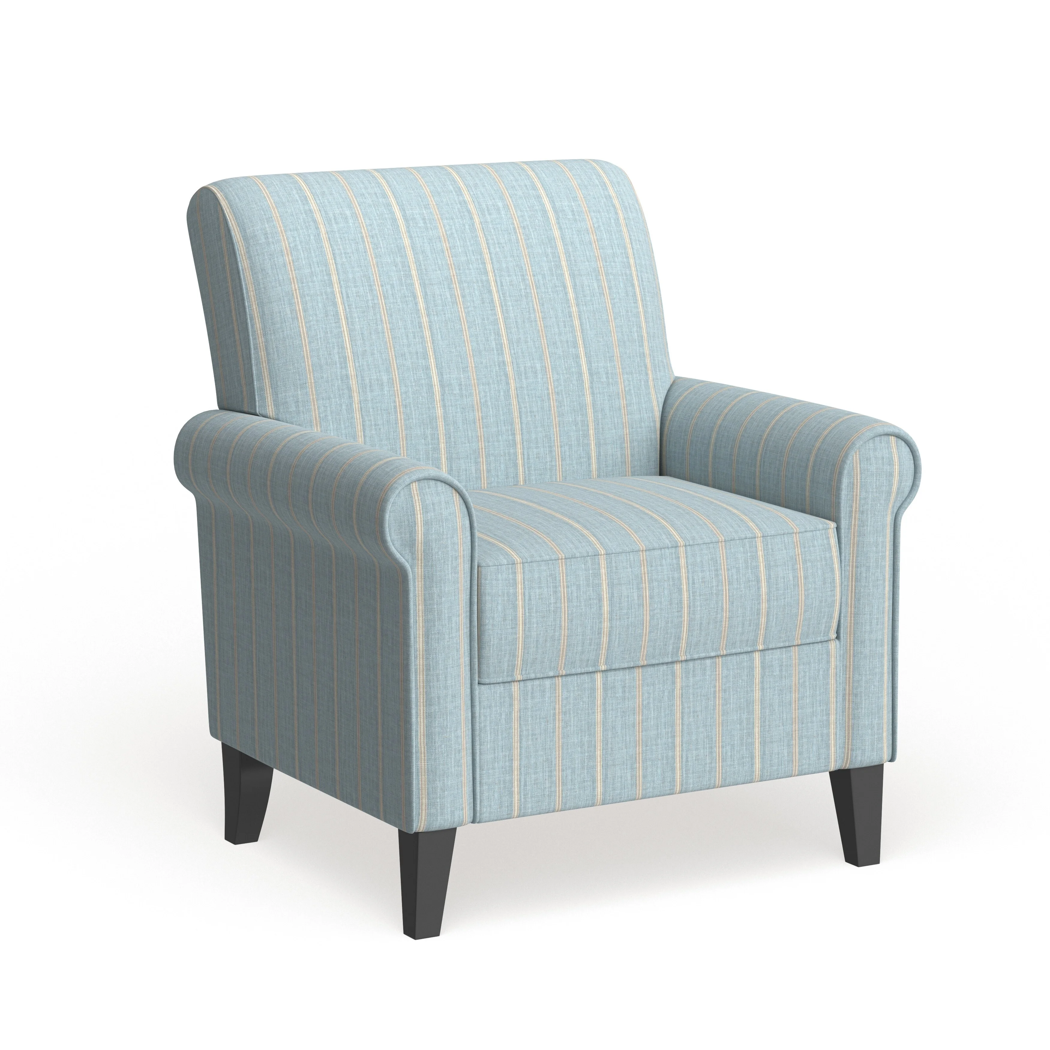 Copper Grove  Sankt Rolled Arm Chair Turquoise Stripe Striped Pattern