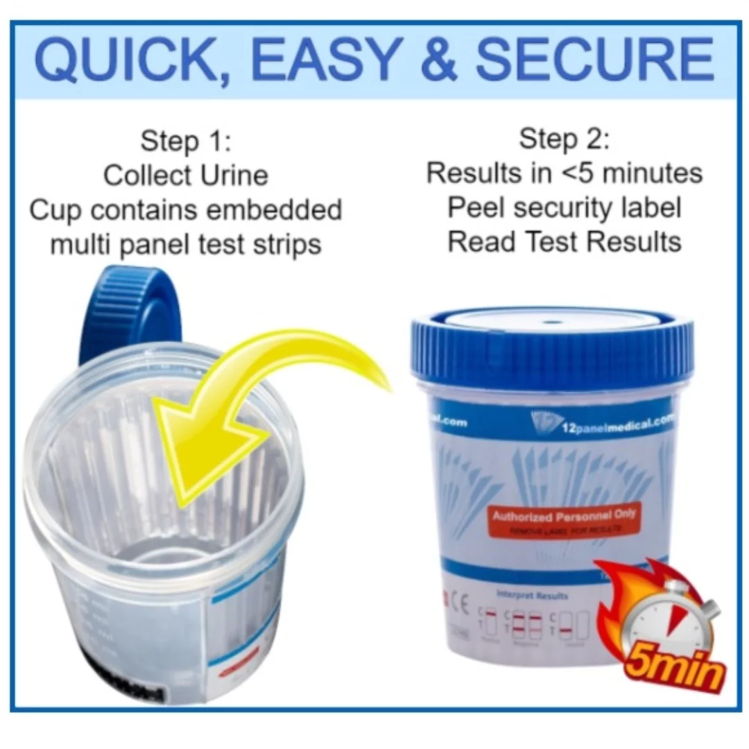 Ovus Medical 12 Panel Drug Test Cup FDA Approved / CLIA Waived Tests for AMP, BAR, BUP, BZO, COC, MAMP, Pack of 25