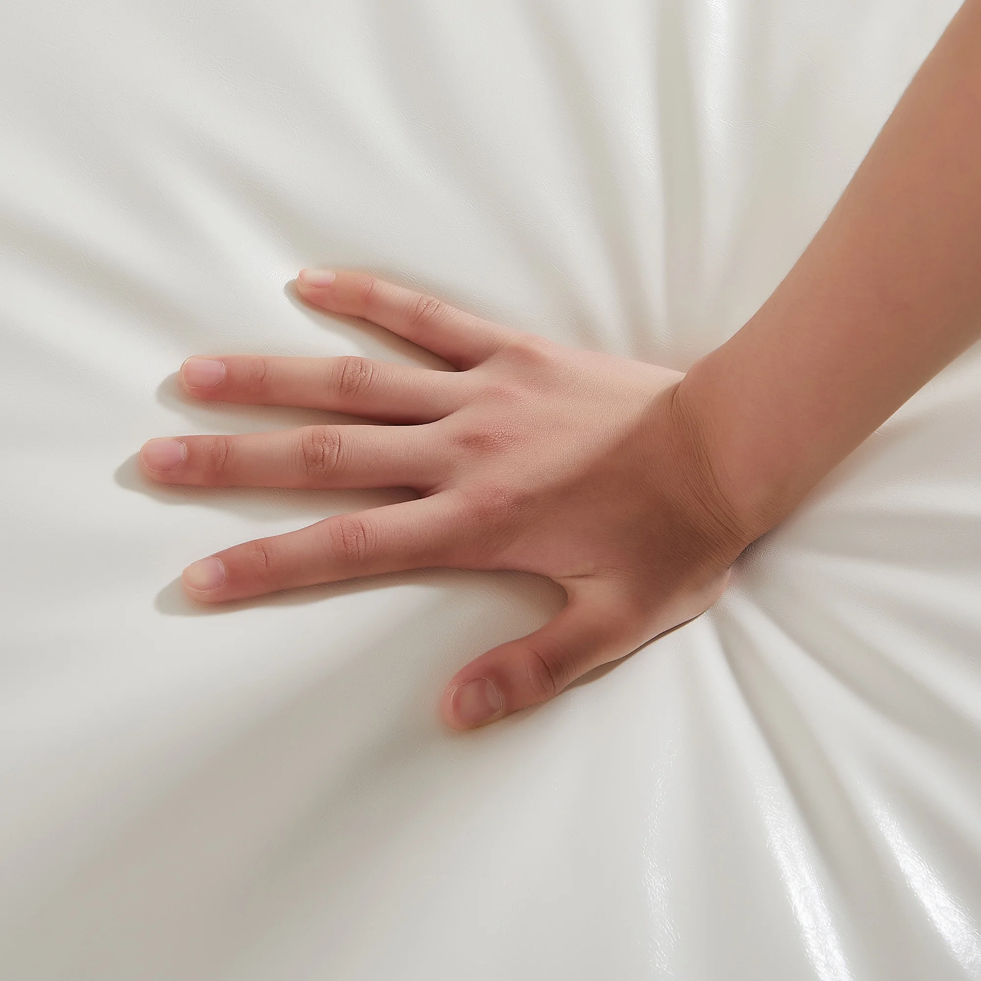 Homfa 3 Seater Sofa, 78.7'' Modern Large PU Button Upholstered Couch with Golden Wood Legs, White