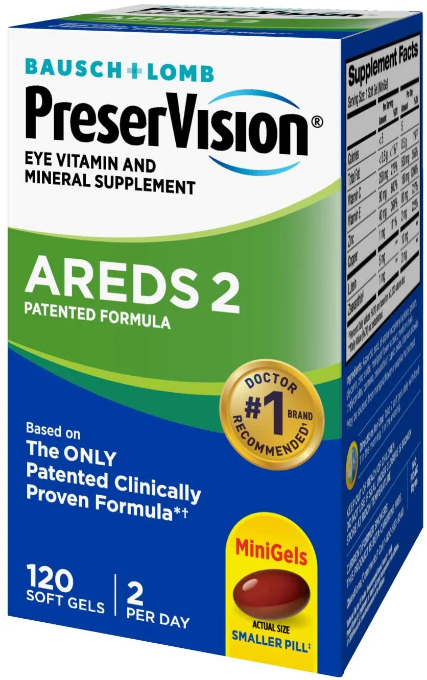 PreserVision AREDS 2 Vitamin & Mineral Supplement 120 Count Soft Gels, Packaging May Vary