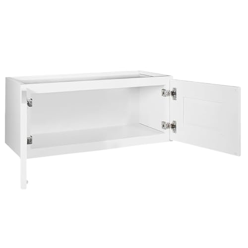 Brookings Shaker Unassembled Bridge Wall Kitchen Cabinet W3018, 30 W x 12 D x 18 H, Painted White with Sherwin Williams®, Solid Wood – Design House, 561662