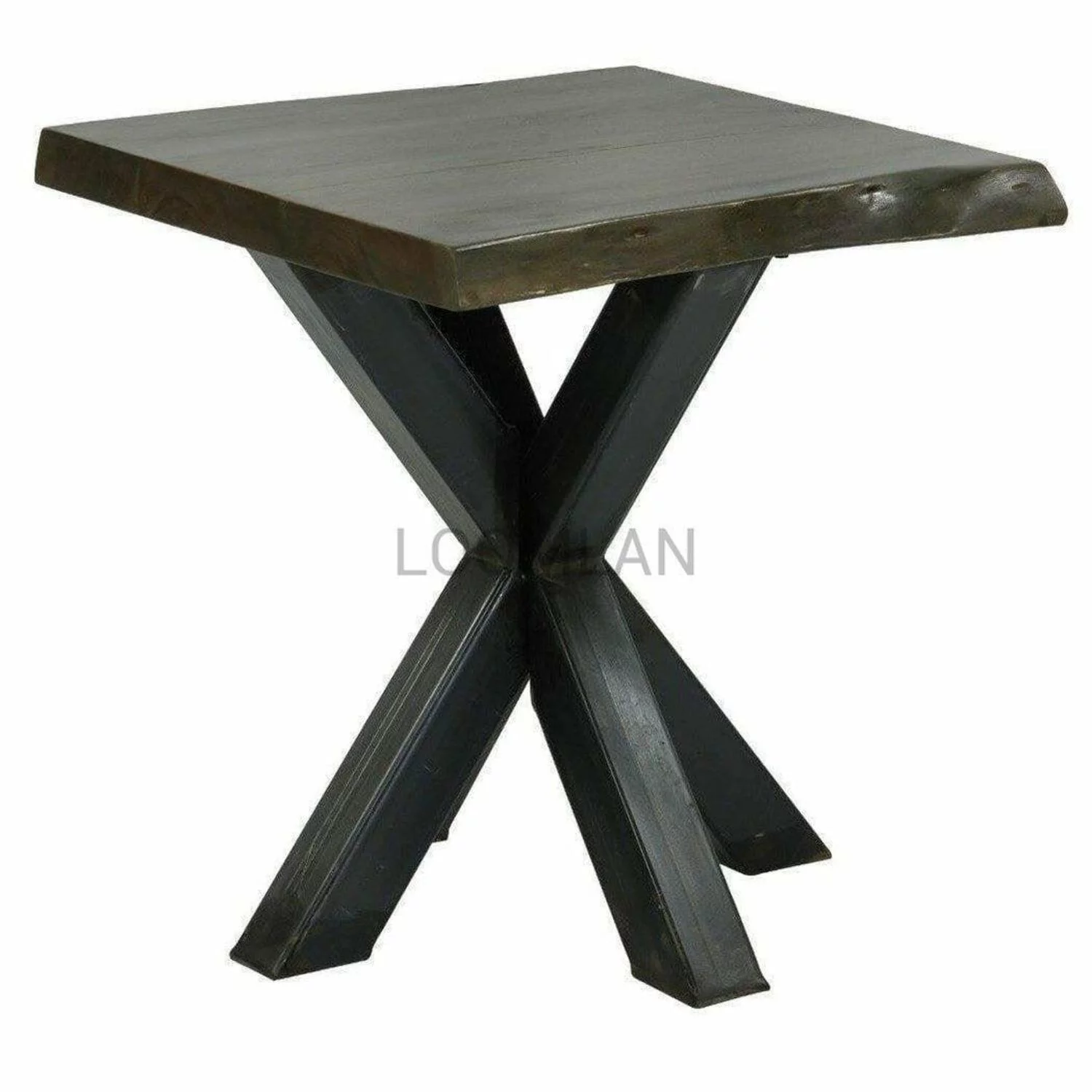 24 Natural Wood Live Edge Black Square End Side Table
