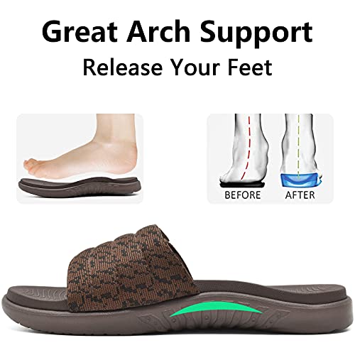 ONCAI Mens Sandals, Arch Support Sport Slides Open Toe Adjustable Straps Orthotic Cushioned Footbed for Plantar Fasciitis Rubber Soles Size 7.5-15