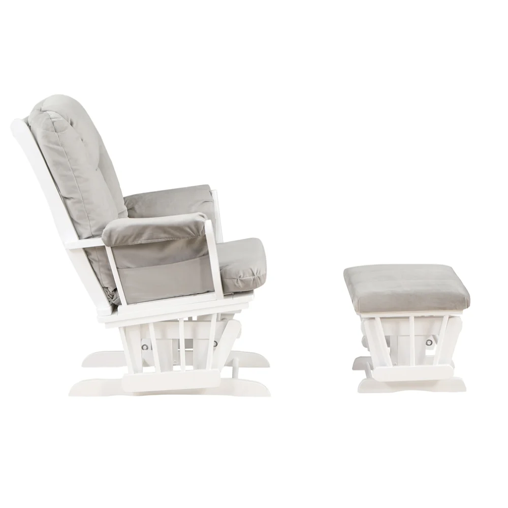 AFG Baby Alice Solid Wood Glider Chair and Ottoman in White