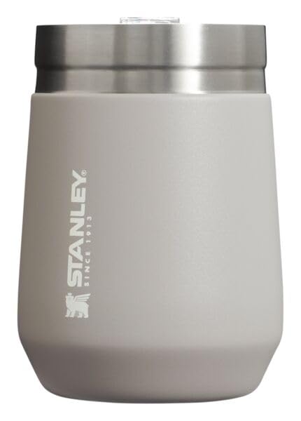 Stanley GO Everyday Wine Tumbler 10 oz | Press Fit Drink Through Lid | Beverage, Coffee, and Cocktail Cup | Insulated Stainless Steel Wine Glass | BPA-Free | Ash