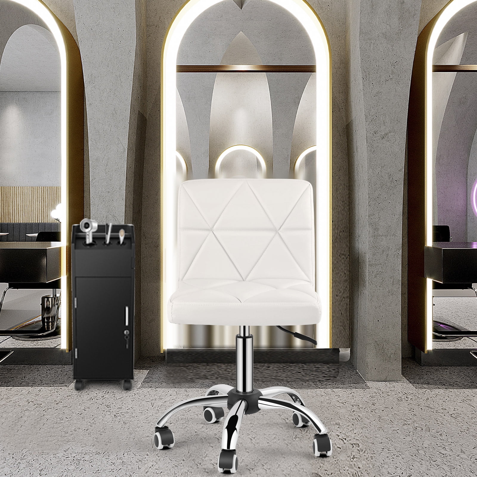 COSVALVE Armless Desk Chair Low Back Swivel Barber Chair Office Task Computer (White)