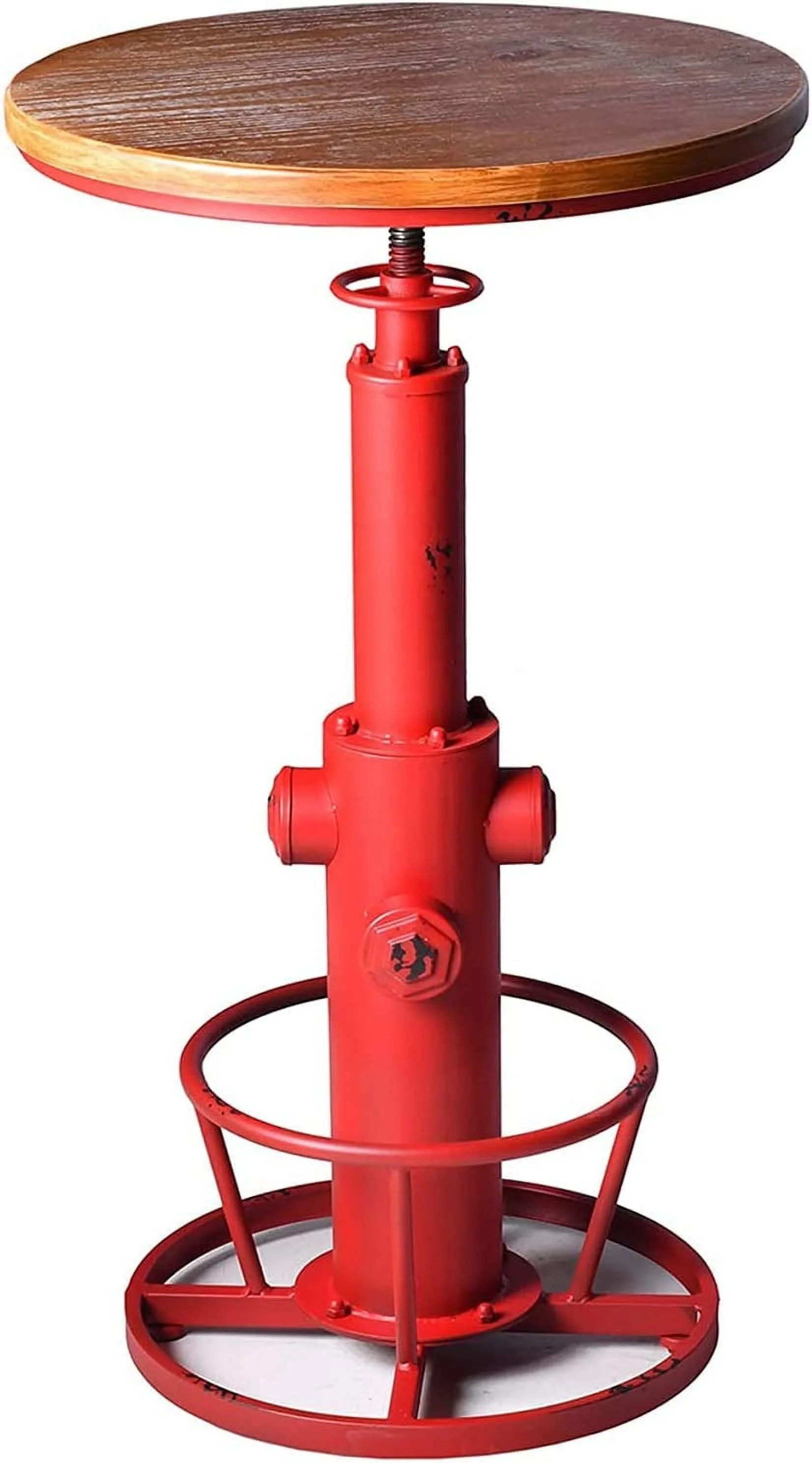 Minority Industrial Bar Table Swivel Round Wooden Top Height Adjustable 38.6-44.4inch Vintage Kitchen Dining Chair Coffee Table Hydrant Design Bistro Table