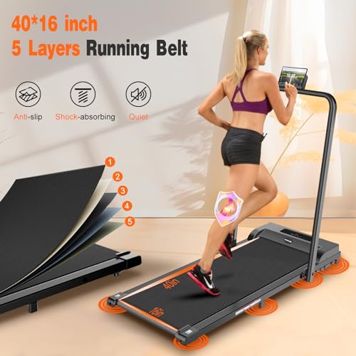 Portable Foldable Treadmills for Home, Small Folding Treadmill for Home Office with 300 LBS Capacity, Walking Running Exercise Electric Compact Treadmill with LED Display