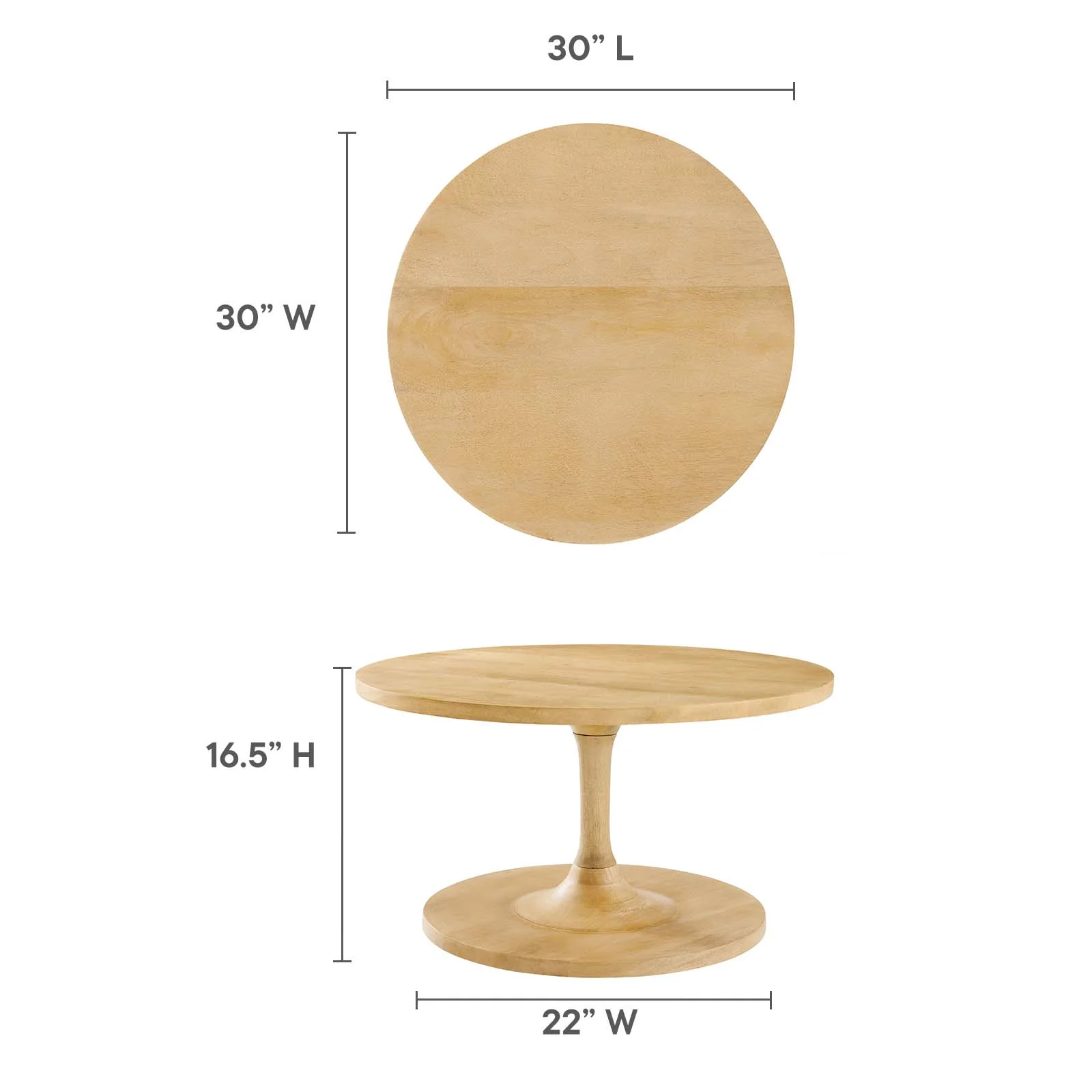 Modway Lina Round Wood Coffee Table in Oak