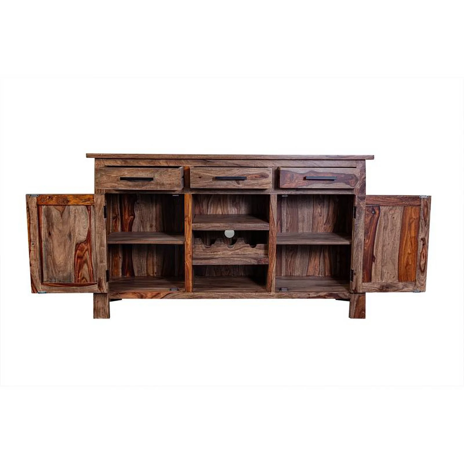 Kalispell Solid Sheesham Wood Sideboard Bar - Harvest