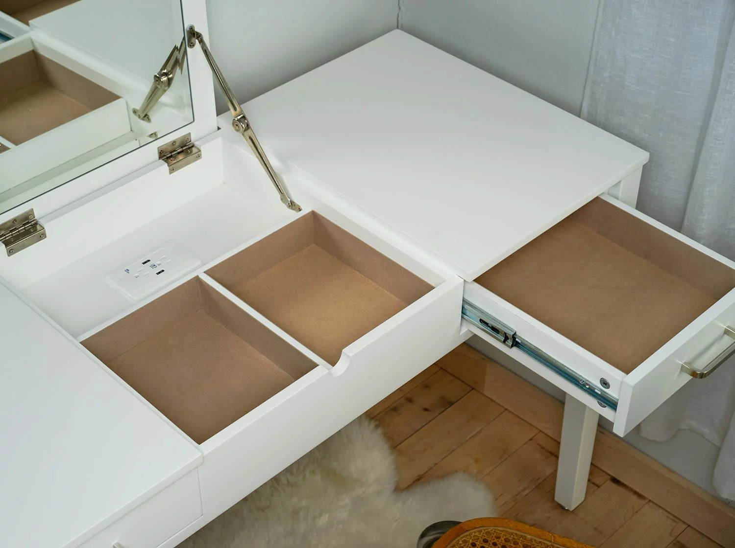 Posh Pollen Amy Rectangle Writing Desk with Drawer Finished in White