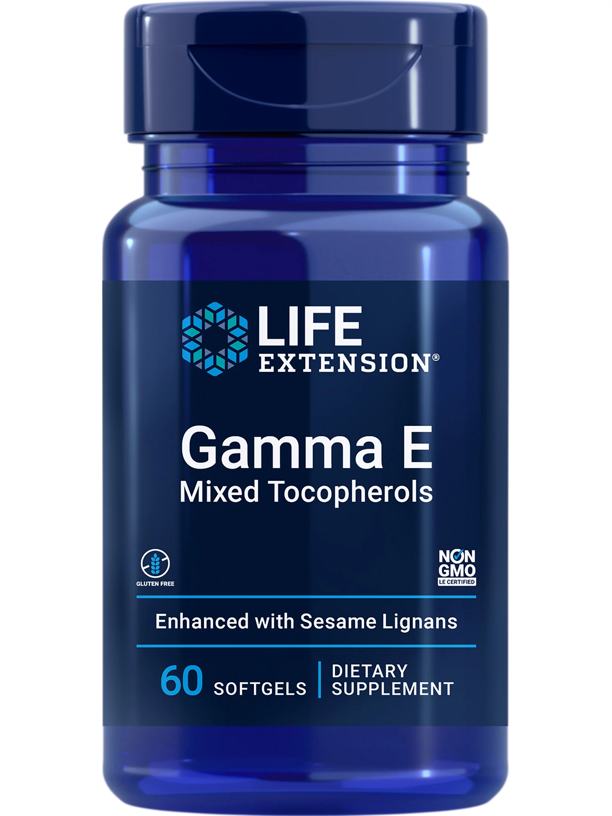 Life Extension Gamma E Mixed Tocopherols - Enhanced Vitamin E Benefits with Sesame Lignans - Gluten-Free, Non-GMO - 60 Softgels