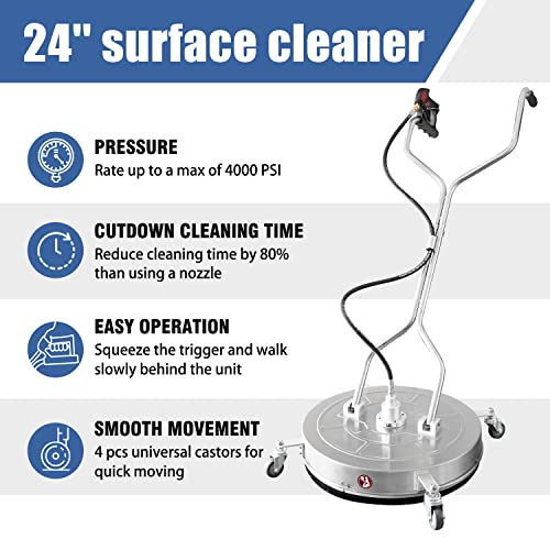 JANZ Pressure Washer Surface Cleaner with 4 Wheels,Ideal for Driveways,Sidewalks,Patios,Decks Cleaning (14 Inch Black)