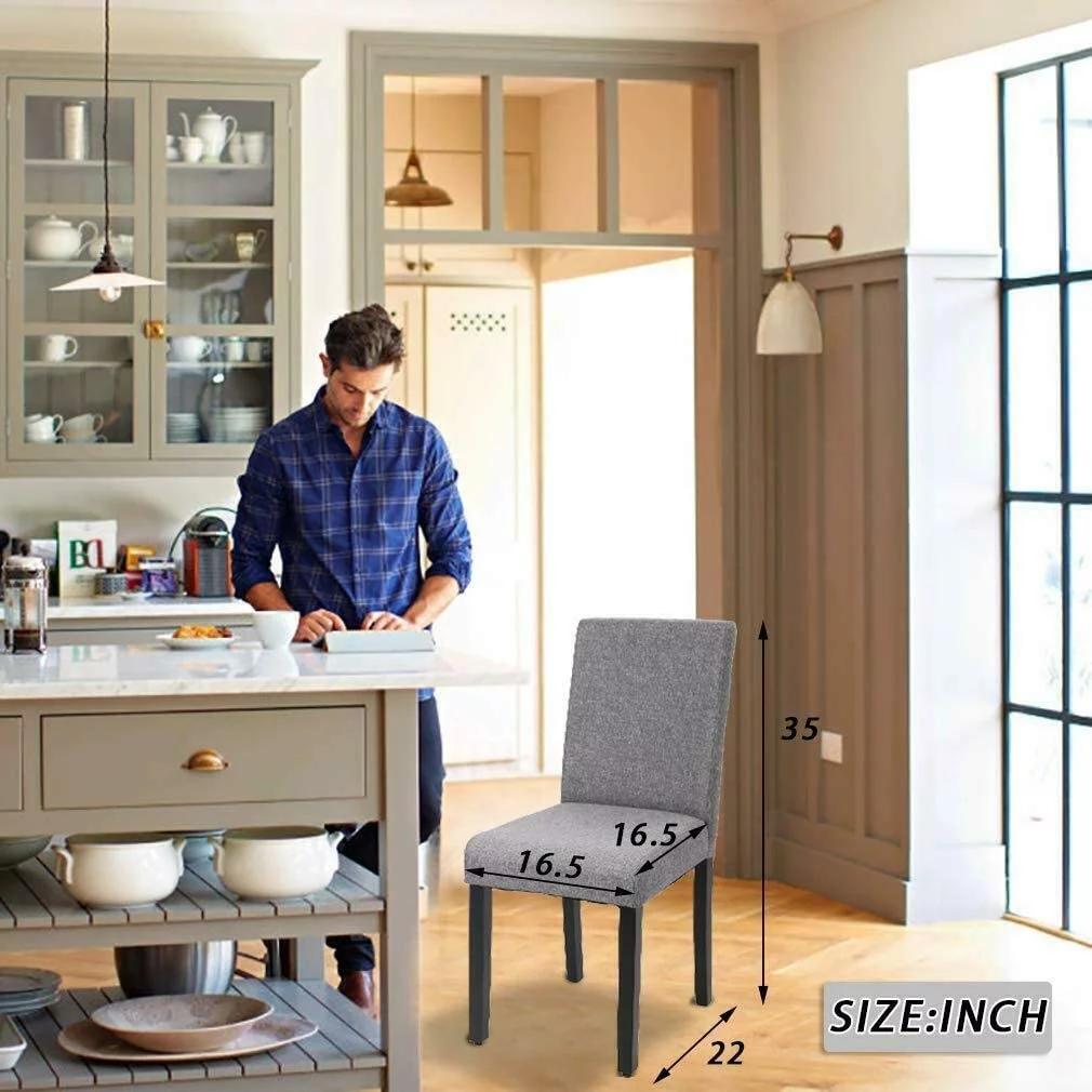 Dkelincs Dining Chairs Set of 4 Dining Room Chairs Urban Style Fabric Padded Parsons Chair Armless Kitchen Chairs with Solid Wooden Legs, Gray