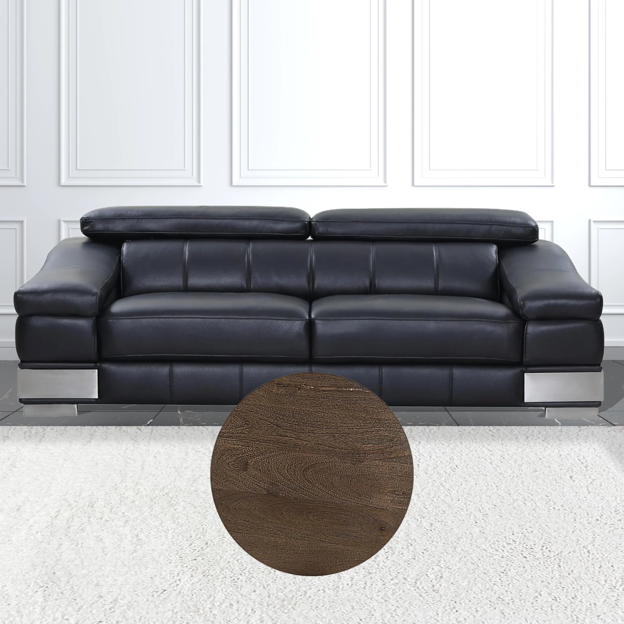 HomeRoots 521945 18 in. Dark Brown Solid Wood Round End Table