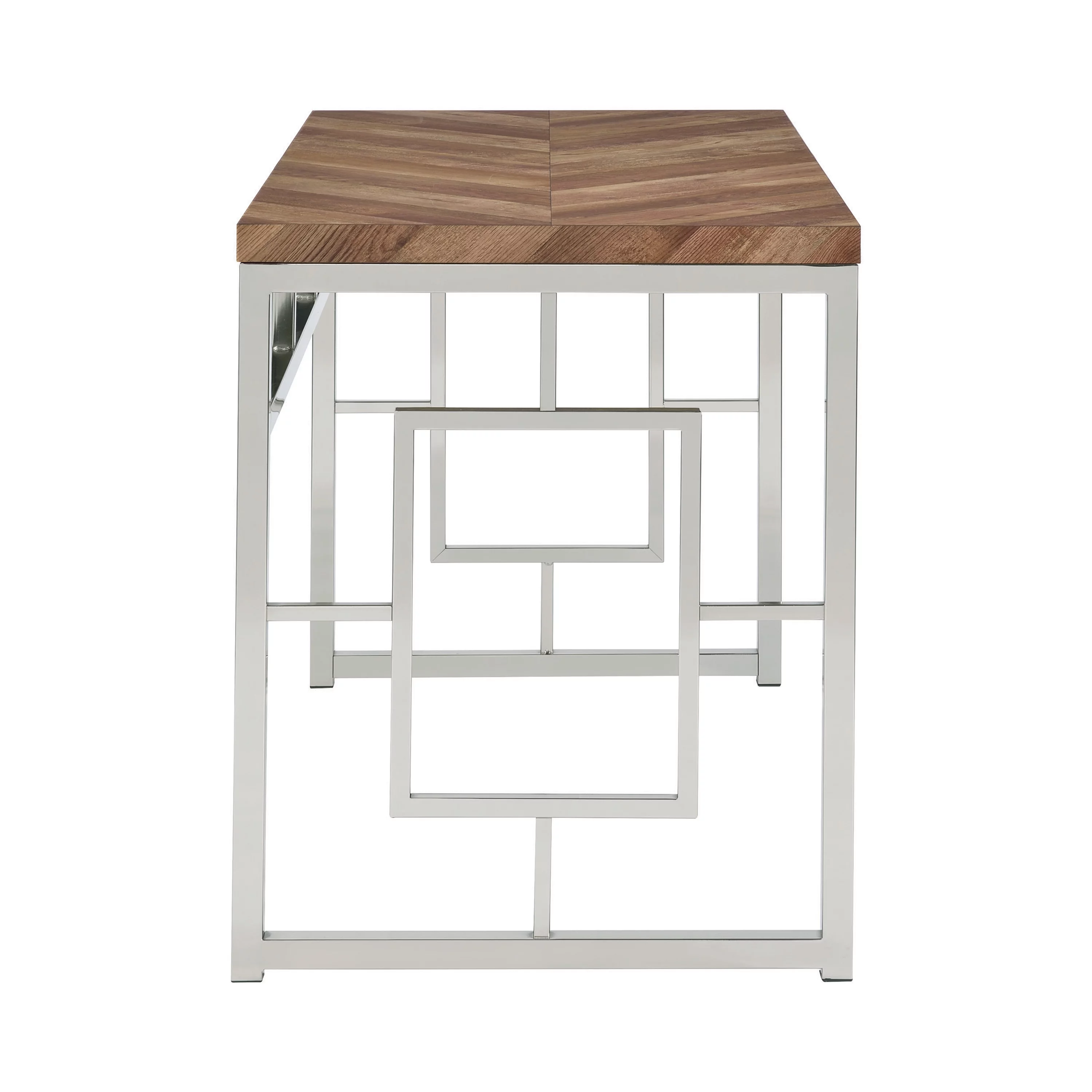 Felsberg Writing Desk Rustic Tobacco Herringbone and Nickel