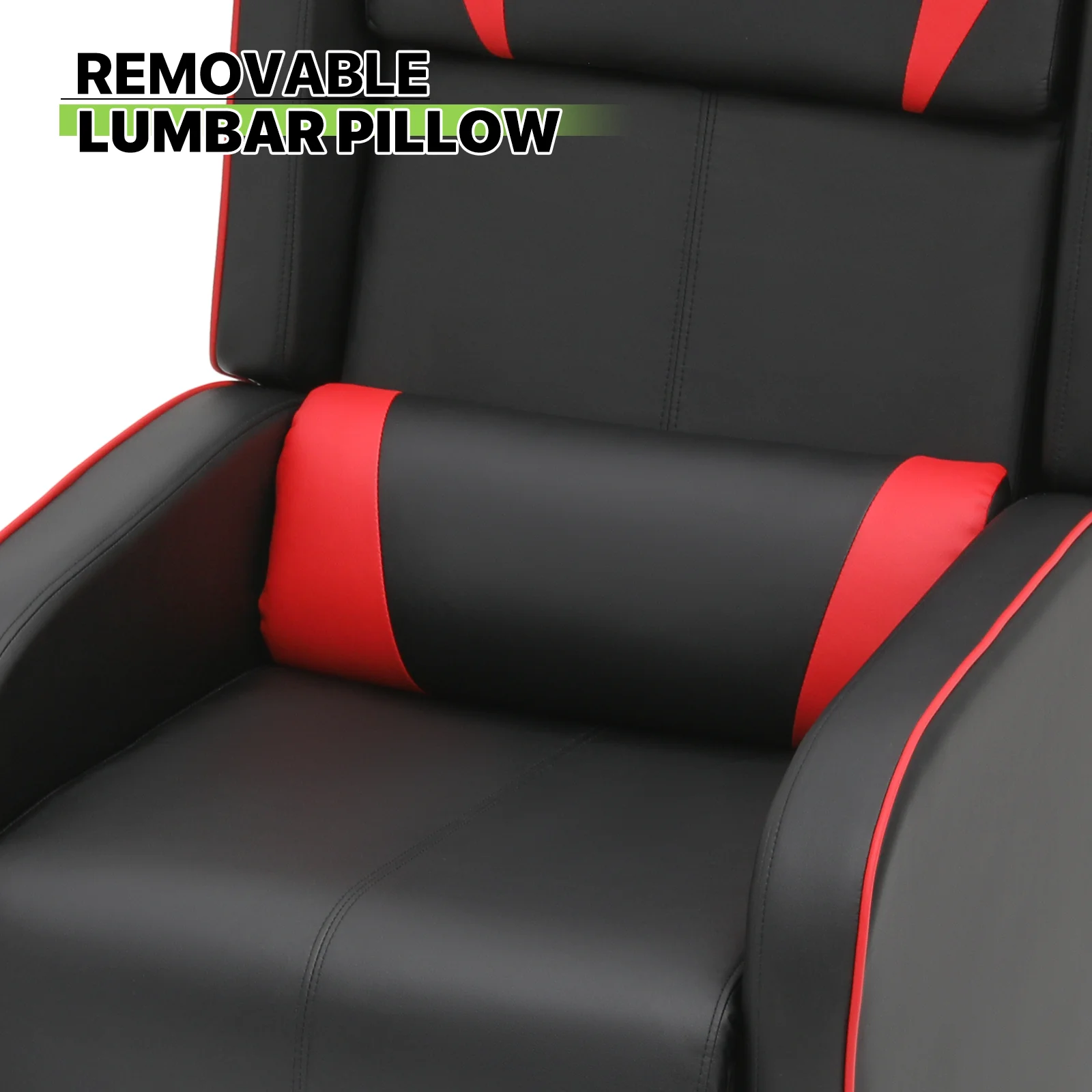 Magshion Gaming Massage Recliner Chair, Racing Style Game Lounge Chair with Footrest, Remote Control and Side Pocket, PU Leather Home Theater Seating, Red