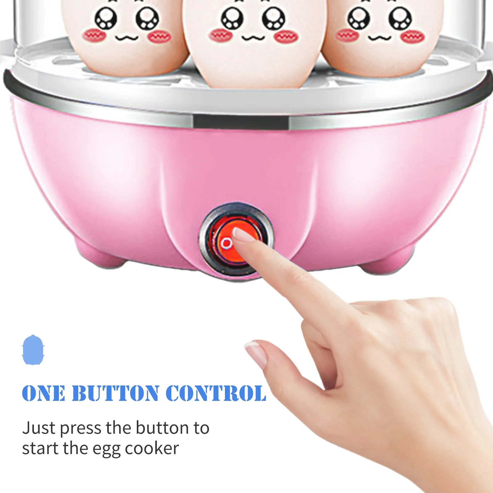 Double Layer Egg Cooker 14 Egg Capacity Hard Boiled Egg Cooker -dry Electric Egg Boiler with 40mL Measuring Cup Steam Vegetables