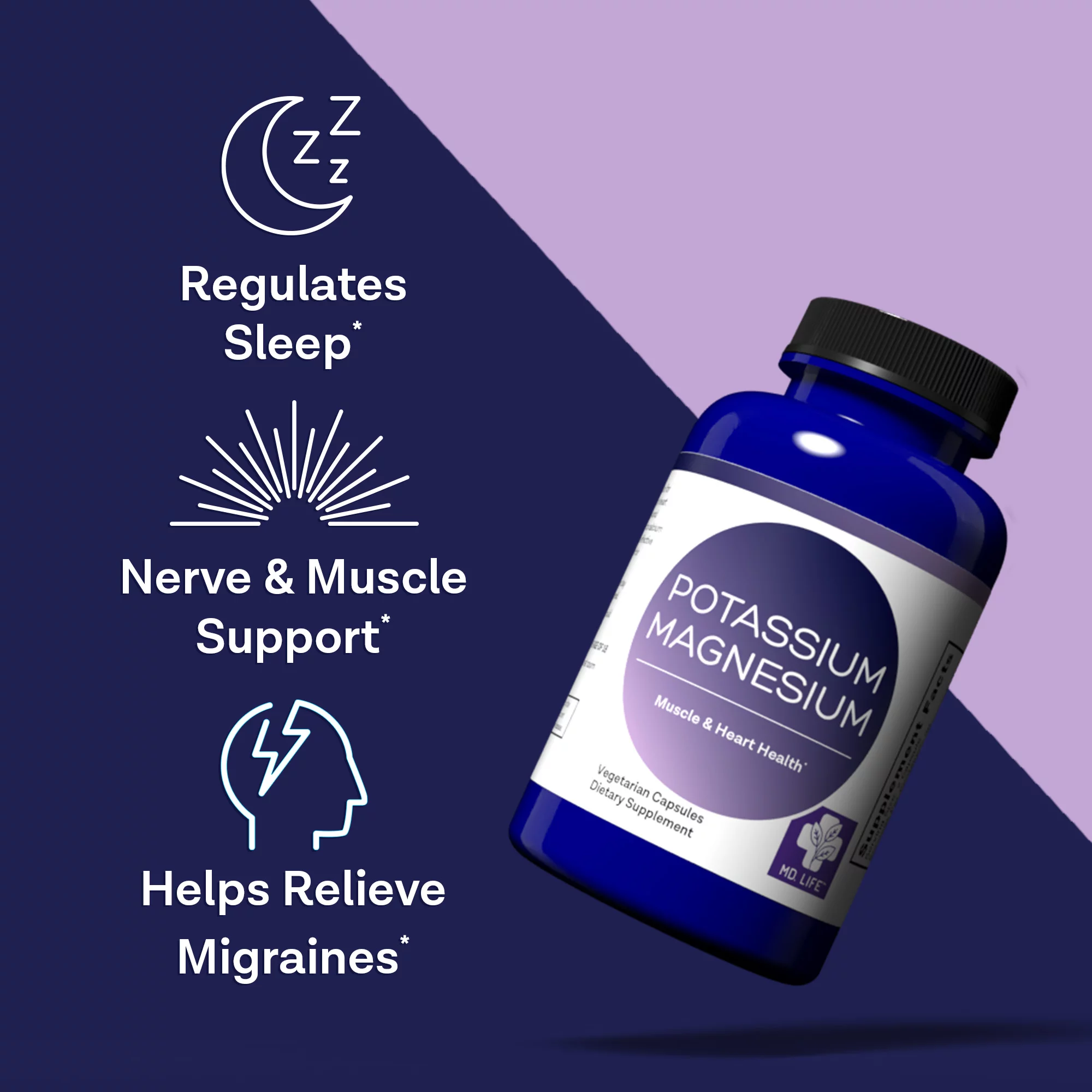 MD. Life Magnesium Potassium Supplement - 120 Ct