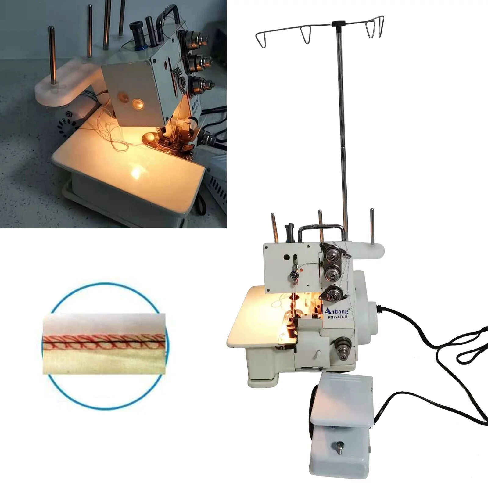 Serger Overlock Sewing Machine FN2-4D Dp5*80-95 with Foot Controller Four Lines