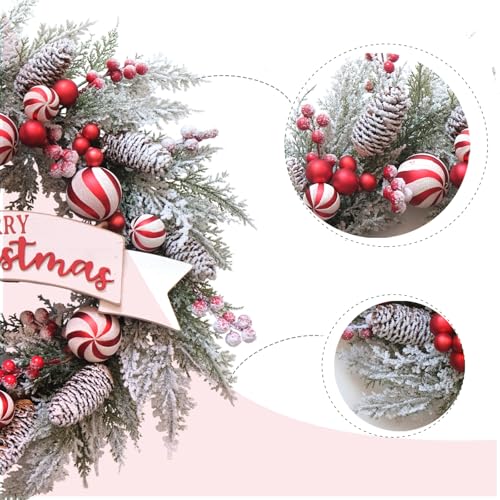 Large Christmas Wreath for Front Door Soft Touch Green Norfolk Pine Wreath for Indoor Outdoor Window Wall, Winter Holiday Home Decor