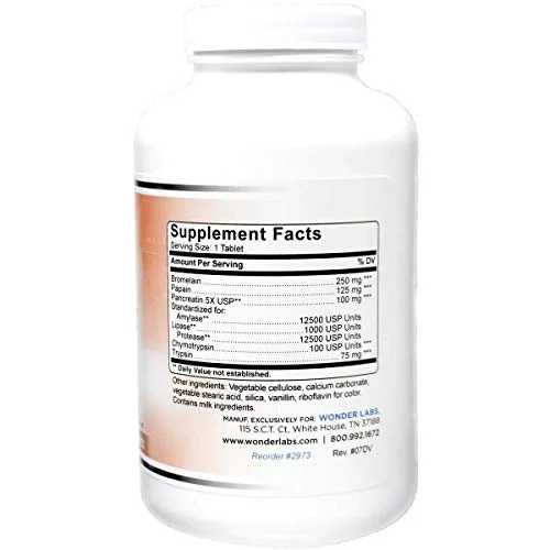 Proteolytic Enzymes | Bromelain Papain Pancreatin Trypsin 450 mg Total with Standardized Amylase, Lipase, and Protease (300)