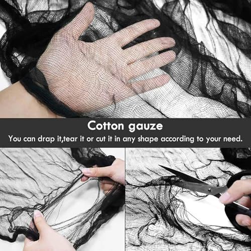 10PCS Black Halloween Creepy Cloth, 29.92X70.86 Inch Spooky Scary Halloween Cotton Gauze Tapestry for Halloween Party Supplies Indoor Outdoor Wall Yard Home Decor