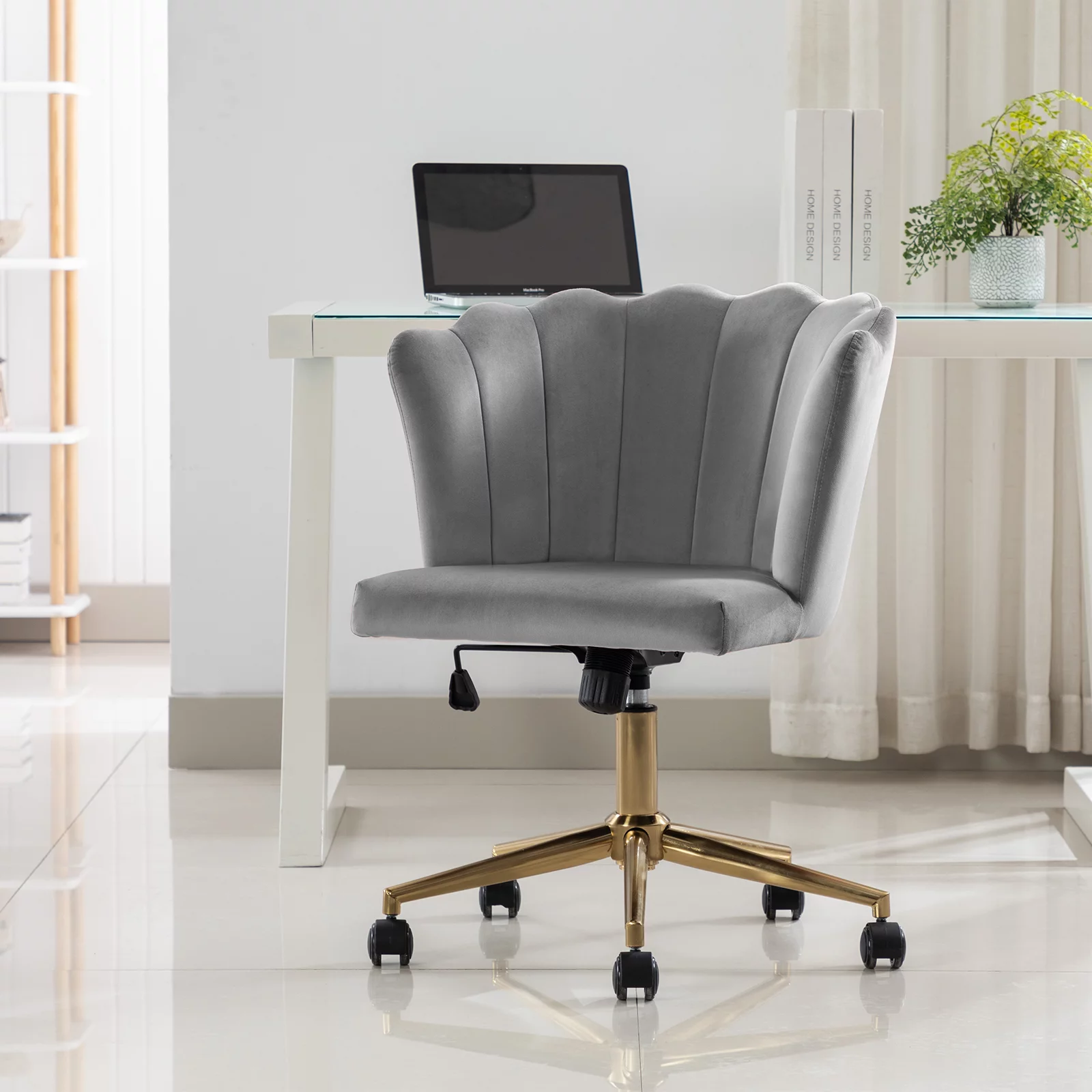 Duhome Home Office Chair Task Chair Velvet Swivel Gray 1 Pcs